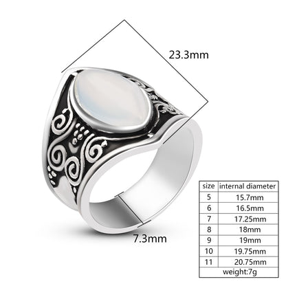 Silver Big Stone Ring | Vintage, Bohemian Jewelry