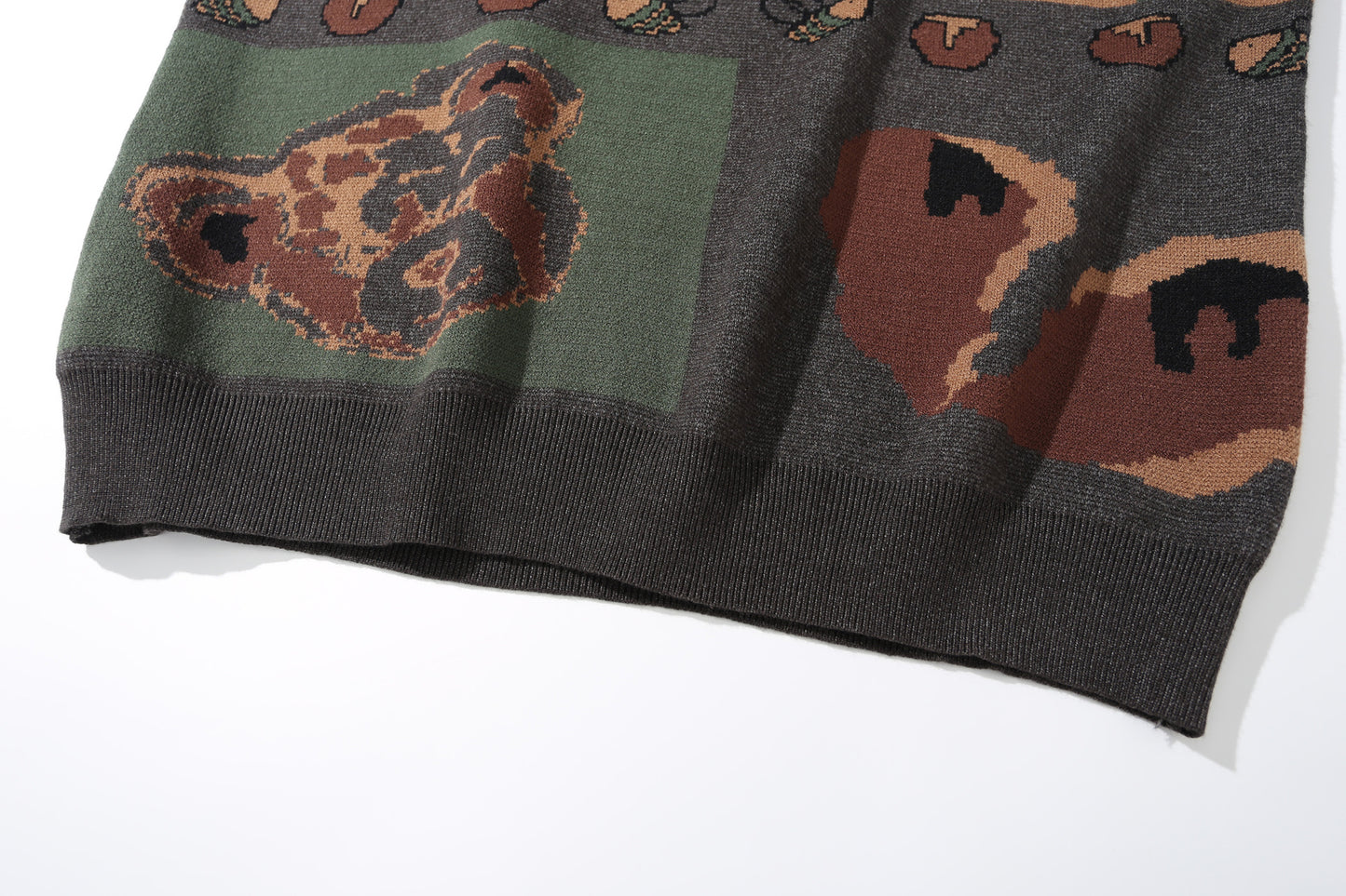 Blended Fiber Jacquard Sweater | Apricot, Green
