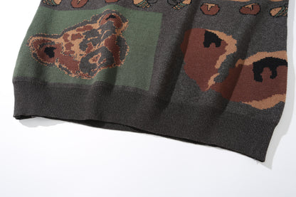 Blended Fiber Jacquard Sweater | Apricot, Green