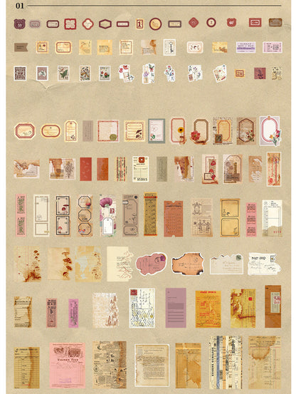Vintage Journaling Ephemera Sticker Pack — 200 Sheets, 4 Themed Sets