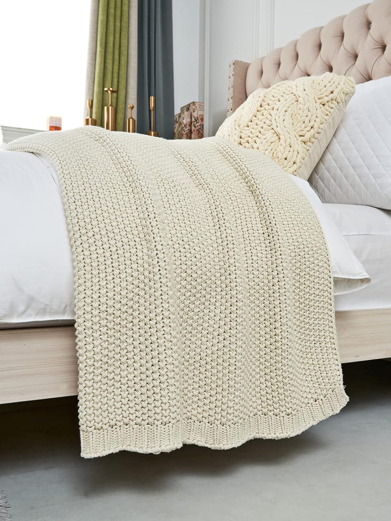 Acrylic Knitted Blanket | Geometric Pattern, 130X160CM