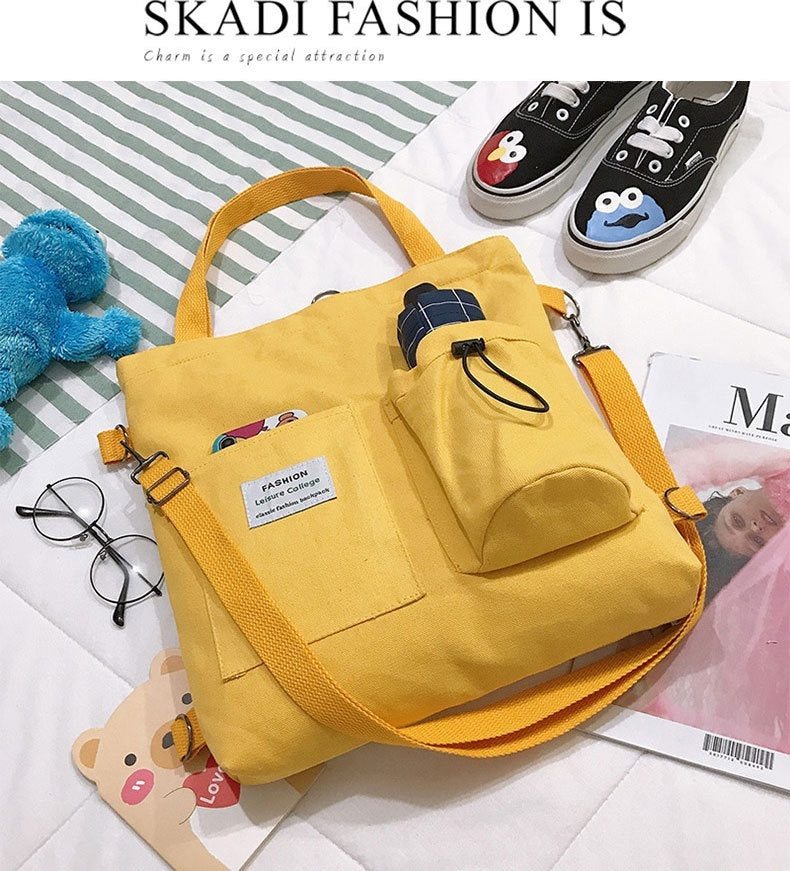 Canvas Backpack | Black, White, Yellow, Pink