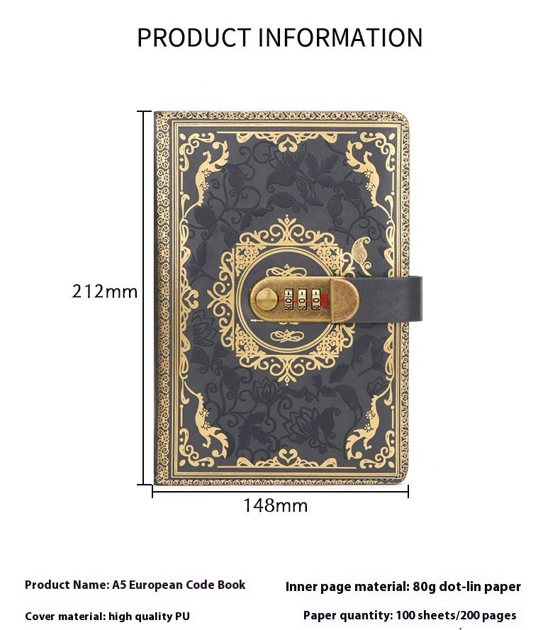 Thickened Creative A5 Password Diary With Lock