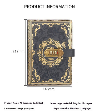 Thickened Creative A5 Password Diary With Lock