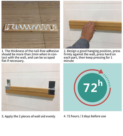 Bamboo Knife Rack | 40x6x2cm, Wall Hanging Storage