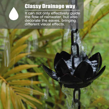 Metal Rain Chain | 8.5ft Rust-Resistant Lotus Design