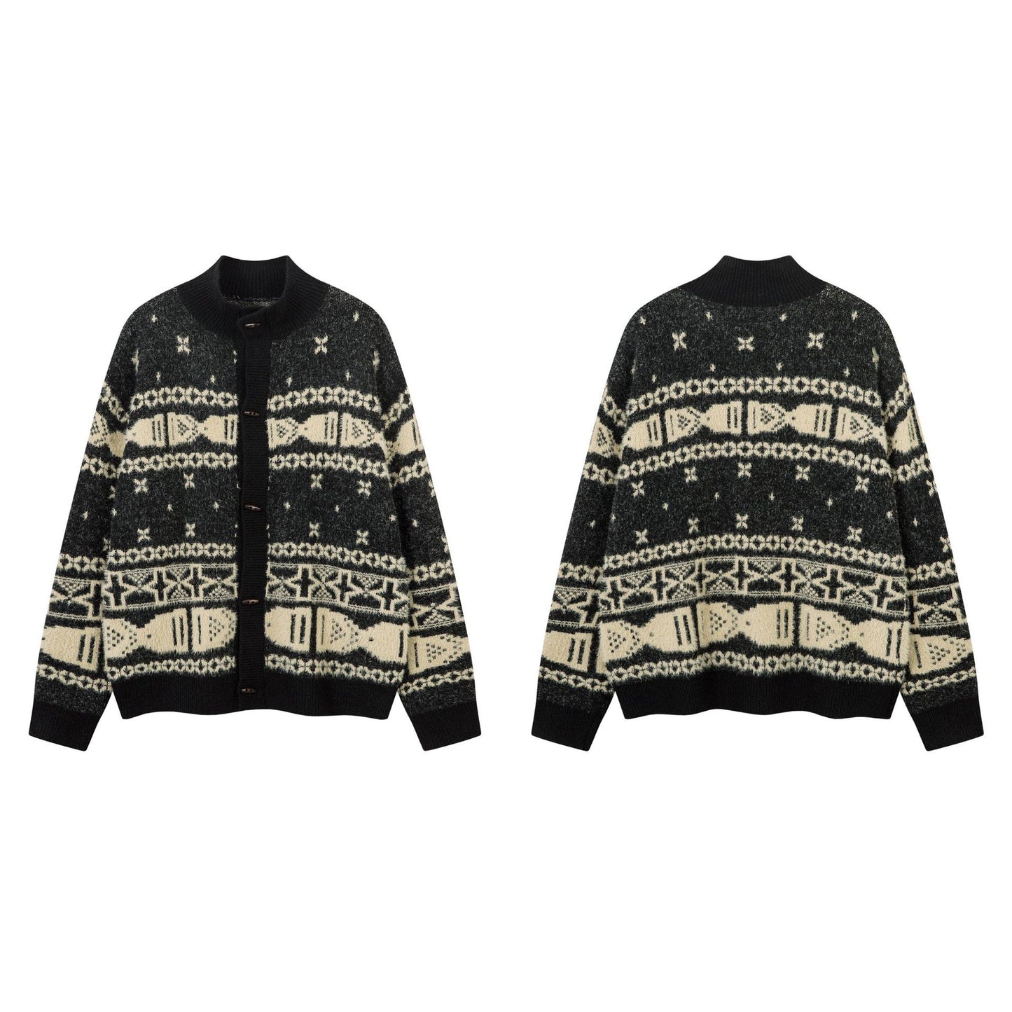 Knitted Sweater Jacket | Khaki, Black, Loose Fit
