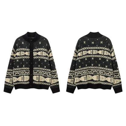 Knitted Sweater Jacket | Khaki, Black, Loose Fit