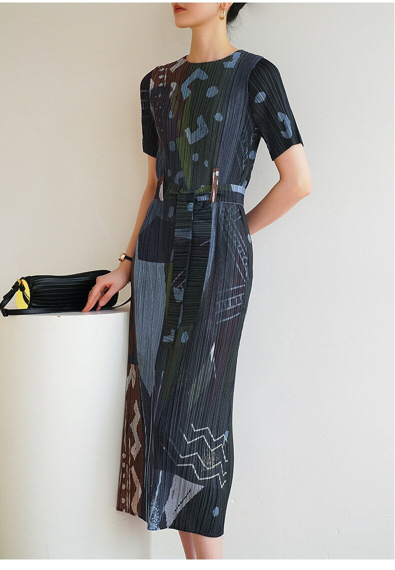 Polyester Pleated Dress | Medium Length, One Size