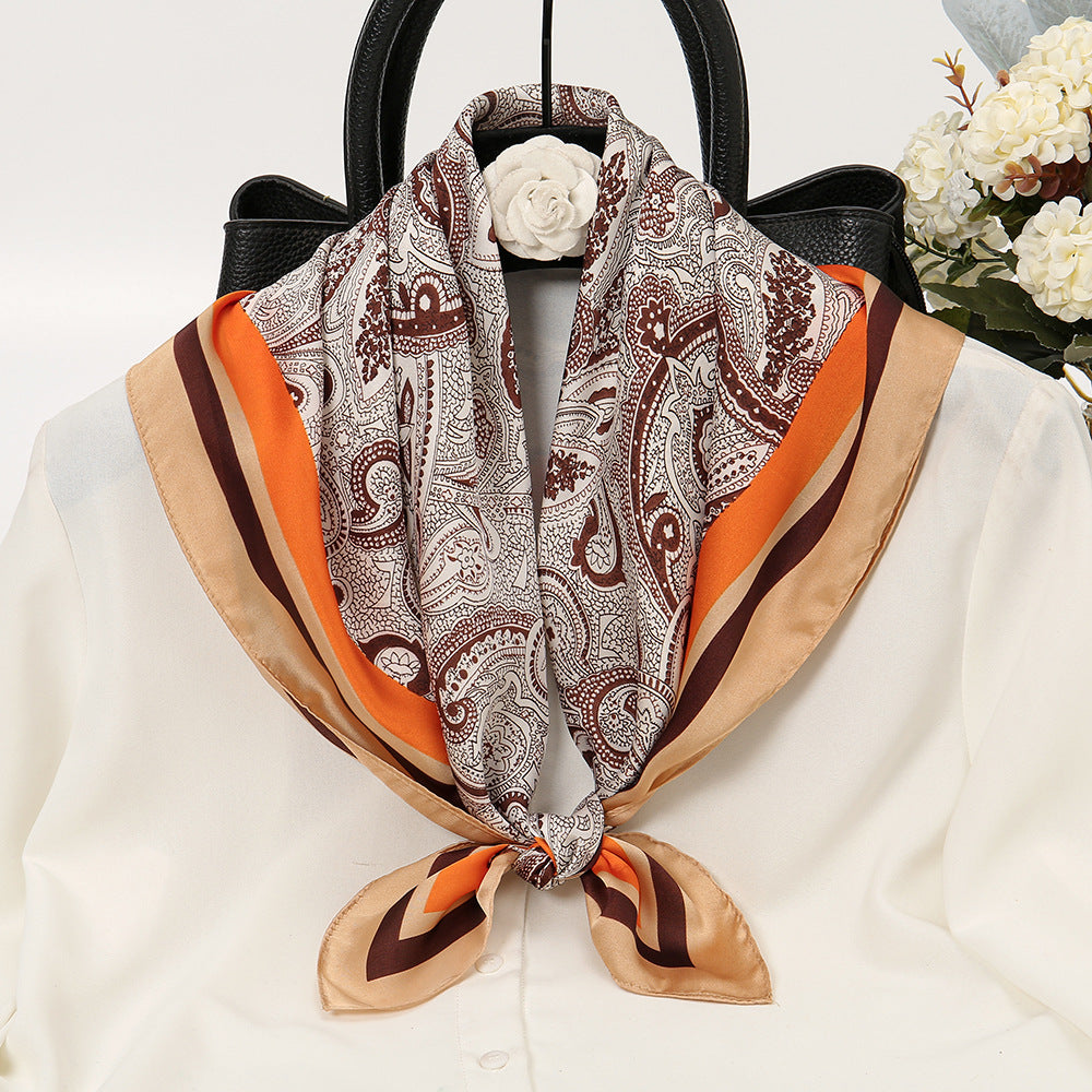 Imitation Silk Scarf | Cashew Flower, 70x70cm