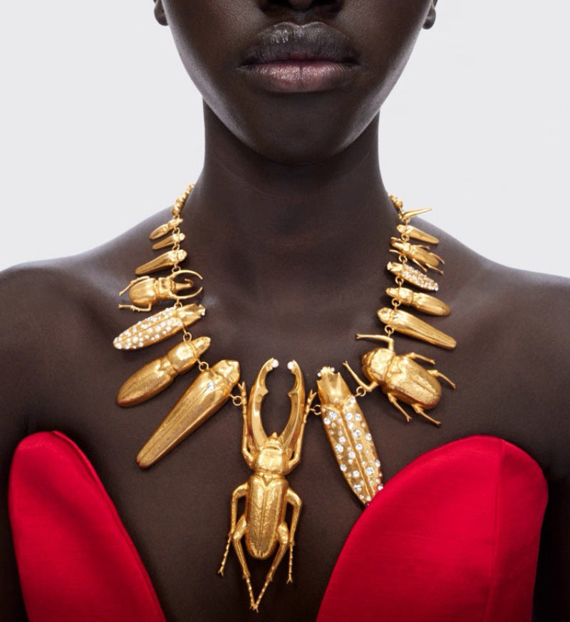 Alloy Rhinestone Insect Choker Necklace | Bold Statement