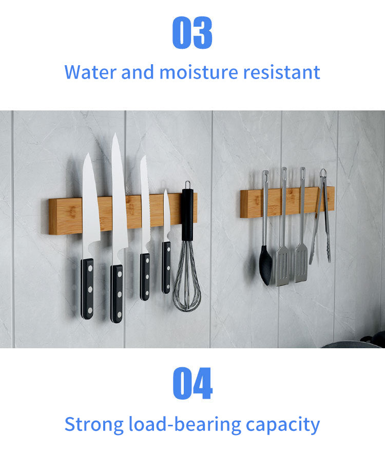 Bamboo Knife Rack | 40x6x2cm, Wall Hanging Storage