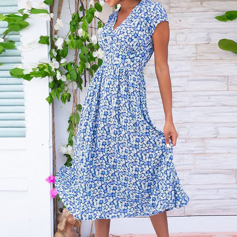 Four-Way Elastic V-Neck Dress | Red, Green, Blue, Sizes S-XXL