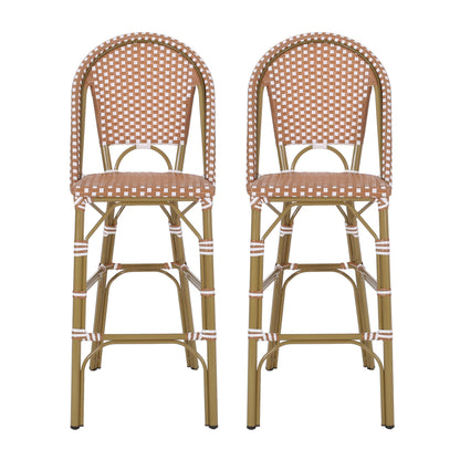 Aluminum Frame Wicker Bar Stool | Rust, Set of 2