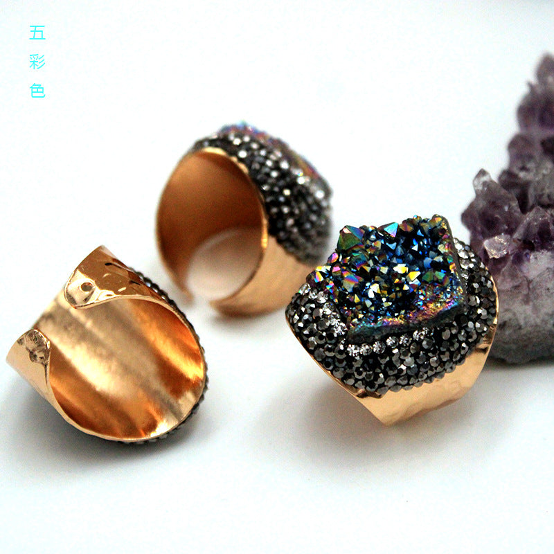 Crystal Cluster Ring | Gold-Plated, Handmade Jewelry