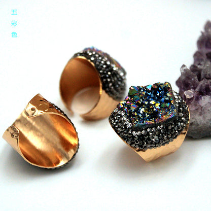 Crystal Cluster Ring | Gold-Plated, Handmade Jewelry