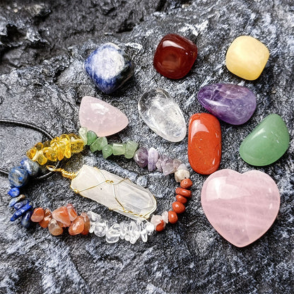 Natural Crystal Stone Chakras Bracelet | 11pcs Set
