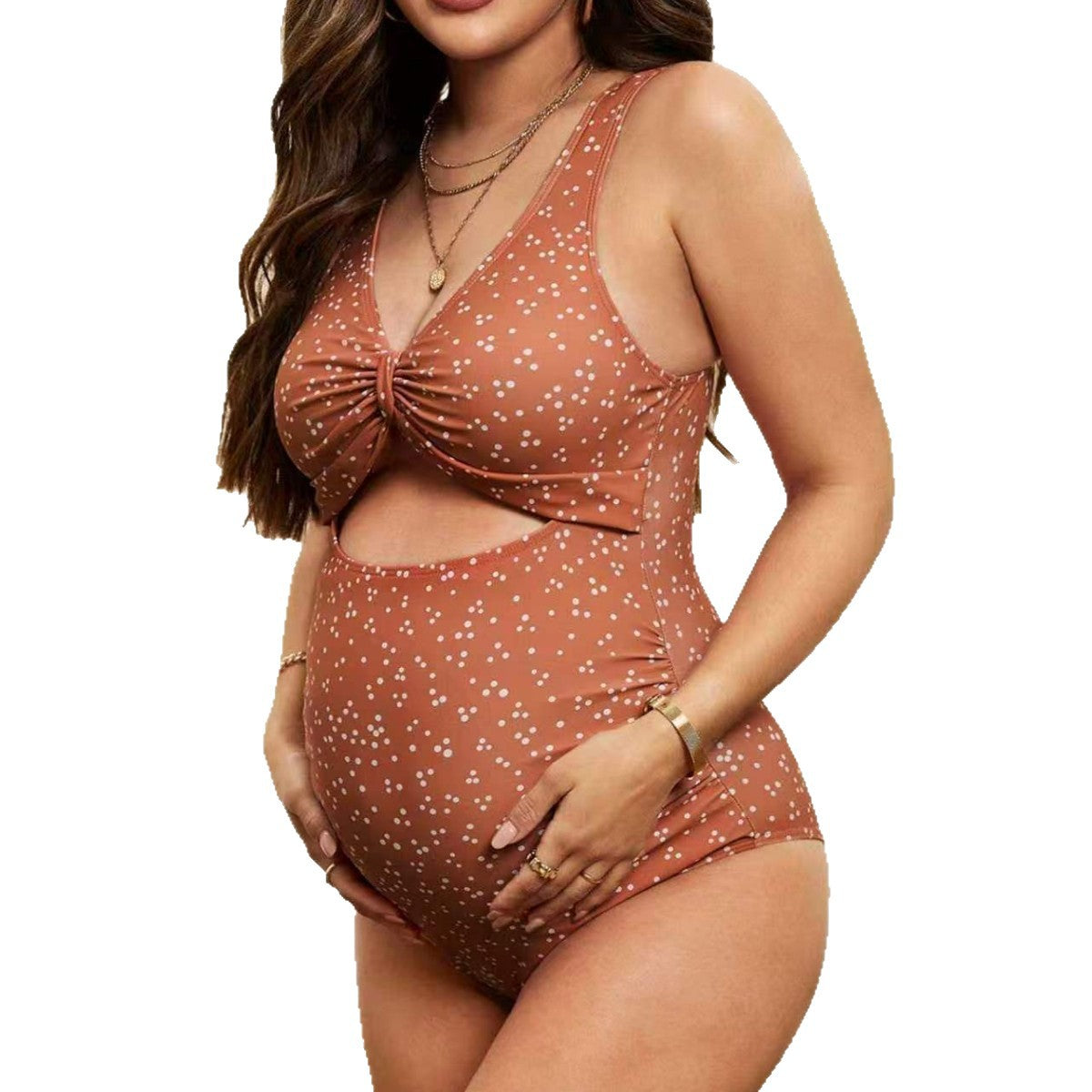bikini maternity swimsuit set, one-piece swimsuit with polka dot print