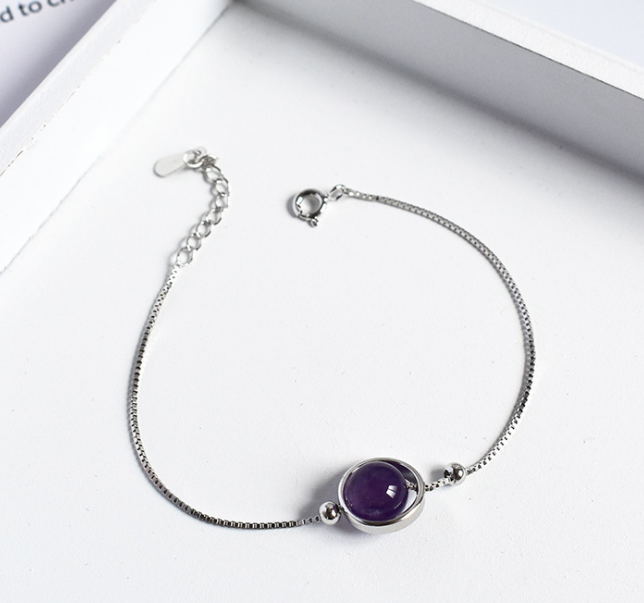 S925 Sterling Silver Bracelet | Topaz, Amethyst, Crystal