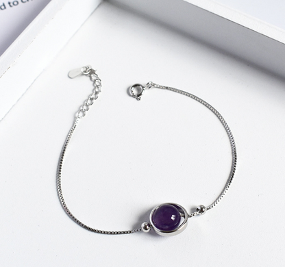 S925 Sterling Silver Bracelet | Topaz, Amethyst, Crystal