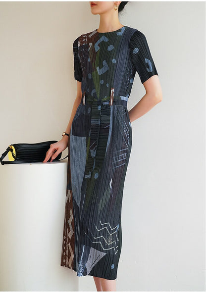 Polyester Pleated Dress | Medium Length, One Size