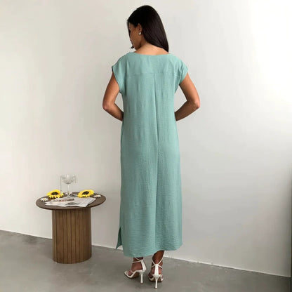 Polyester Sleeveless Slim Fit Dress | White, Black, Blue