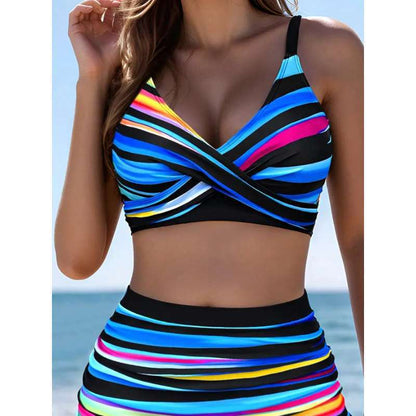 Polyester Three Piece Swimsuit | Colorful, High Waisted