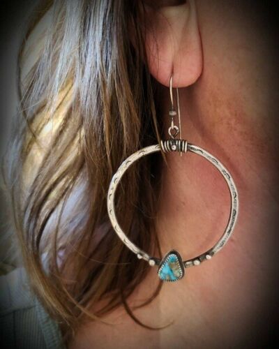 Vintage Boho 925 Silver Turquoise Gemstone Drop Dangle Hooks Earrings Wholesale