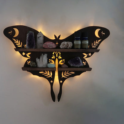 Boxwood Luna Moth Lamp Shelf | Crystal Decor, Living Room
