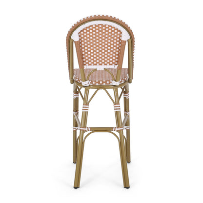 Aluminum Frame Wicker Bar Stool | Rust, Set of 2