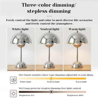 LED Night Light | Mushroom & Bud, Silver/Gold