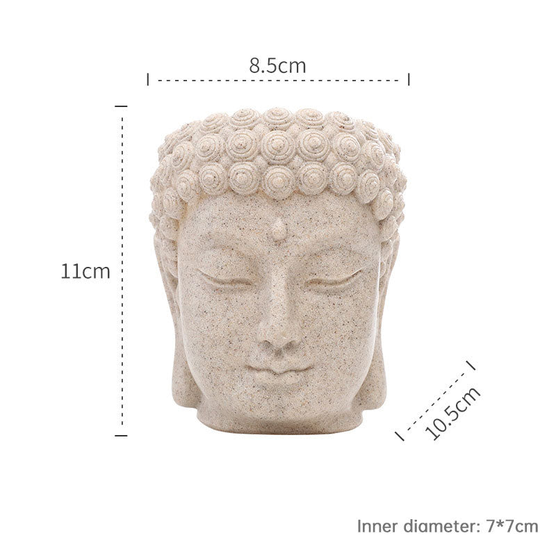 Resin Buddha Head Flower Pot | Small Succulent Planter