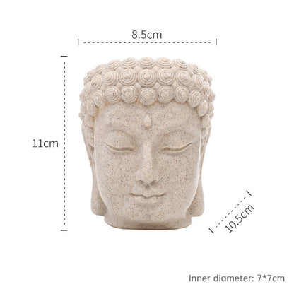 Resin Buddha Head Flower Pot | Small Succulent Planter