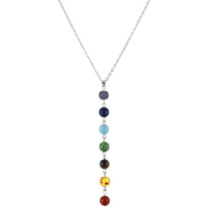 Natural Stone Pendant Necklace | 7 Chakra Beads