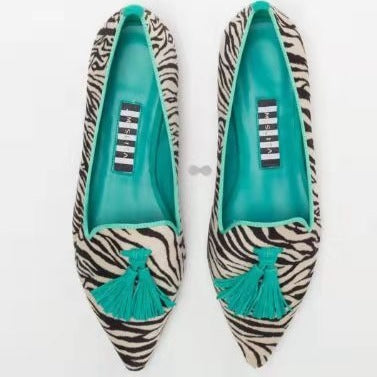 Canvas Flat Bottomed Women's Shoes | Pointed Toe, Fringe