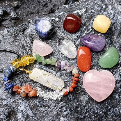 Natural Crystal Stone Chakras Bracelet | 11pcs Set