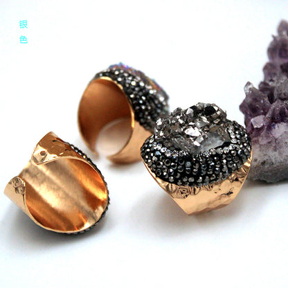 Crystal Cluster Ring | Gold-Plated, Handmade Jewelry