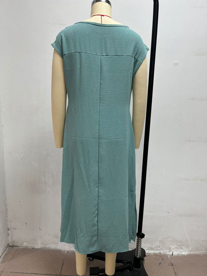 Polyester Sleeveless Slim Fit Dress | White, Black, Blue