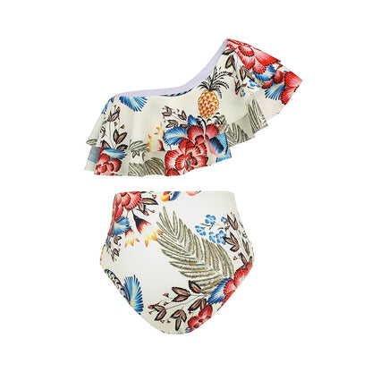 Polyester Floral Bikini Set | One Shoulder, Adult Female