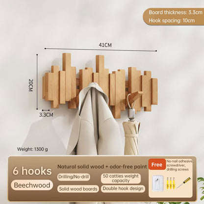 Beech Wood Wall-Mounted Piano Key Coat Rack