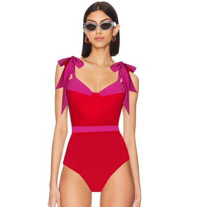 Nylon One-Piece Swimsuit | Butterfly Knot Strap, Women