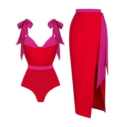 Nylon One-Piece Swimsuit | Butterfly Knot Strap, Women