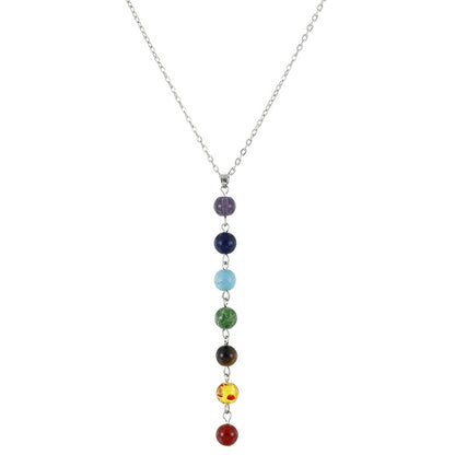 Natural Stone Pendant Necklace | 7 Chakra Beads