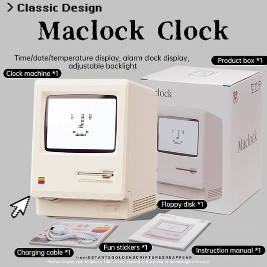 Retro Mac-Digital Alarm Clock with LED Display & Built-In Radio | Vintage Desk Decor