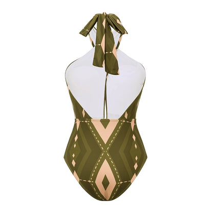 Polyester One-Piece Swimsuit | Halter, Backless, Women