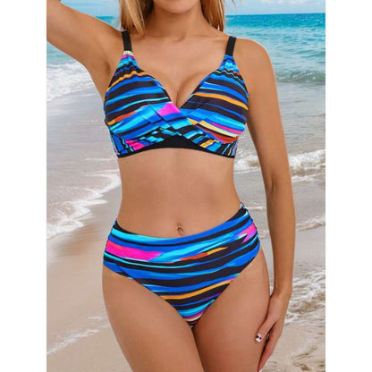 Polyester Three Piece Swimsuit | Colorful, High Waisted