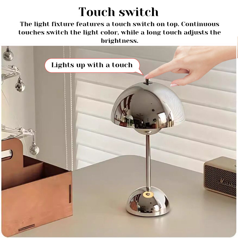 LED Night Light | Mushroom & Bud, Silver/Gold
