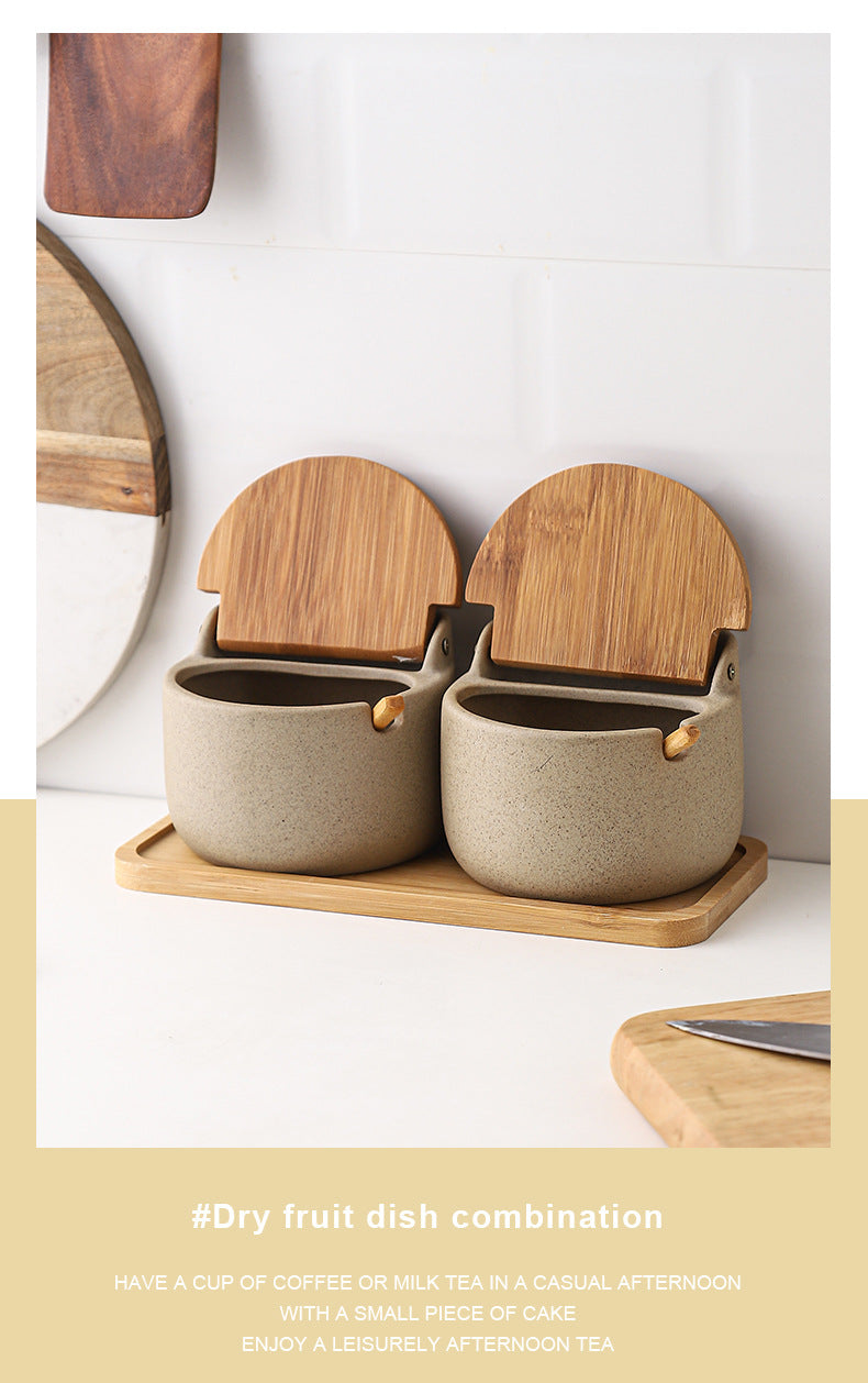 Ceramic Seasoning Jar | Clay with Bamboo Cover