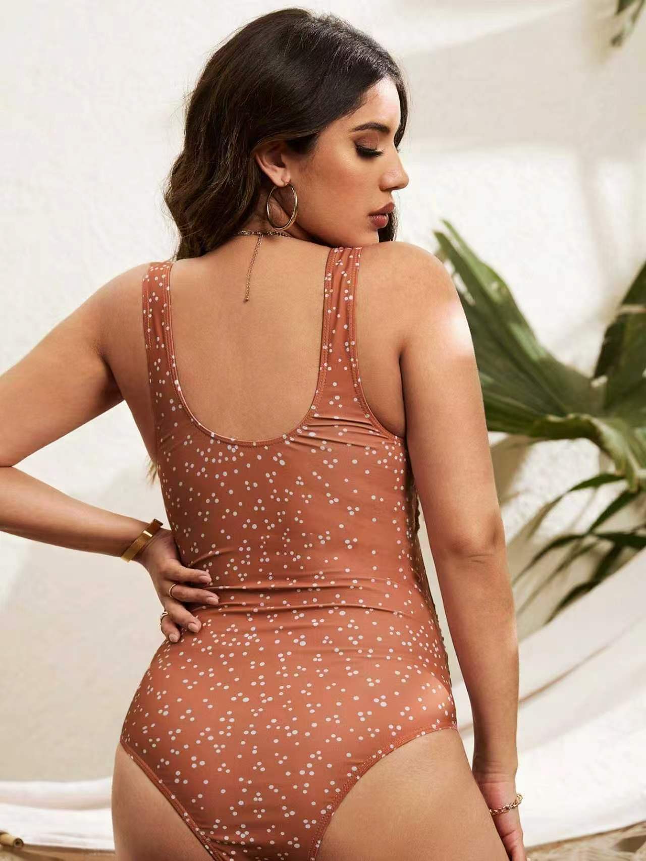 Polyester One-Piece Maternity Swimsuit | Polka Dot, Beige