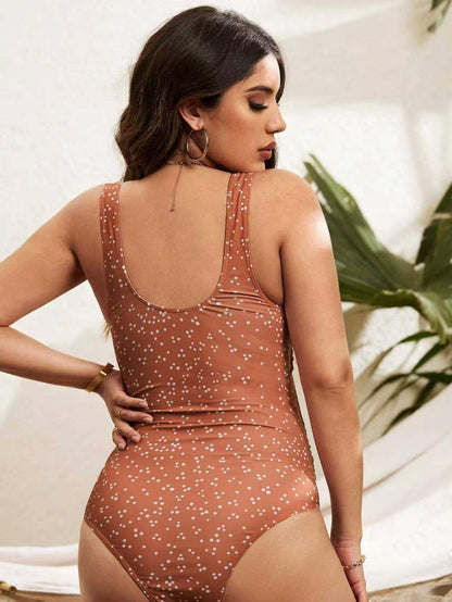 Polyester One-Piece Maternity Swimsuit | Polka Dot, Beige